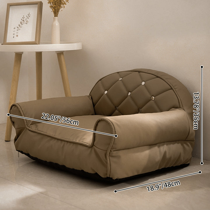 Modern Luxury Faux Leather PP Cotton Nonwoven Fabric Sofa Shaped Cozy Cat Bed For Living Room