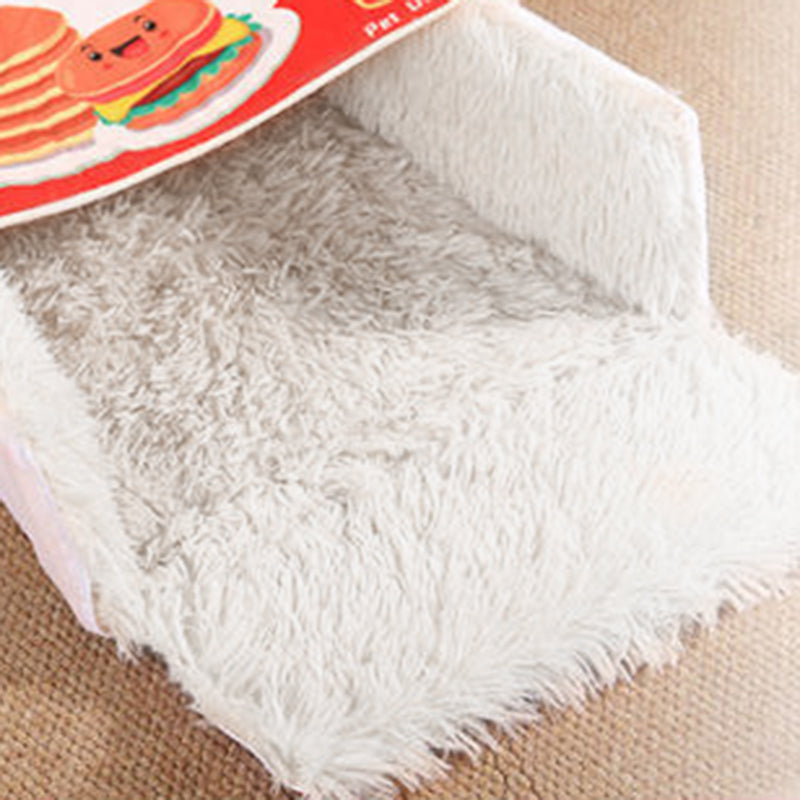 Contemporary Creative Printed Imitation Microfiber Fabric Long-Pile Plush Fabric Foam Anti-Slip Bottom Fabric Sponge Decorative Snack Box-Shaped Cat Bed For Living Room