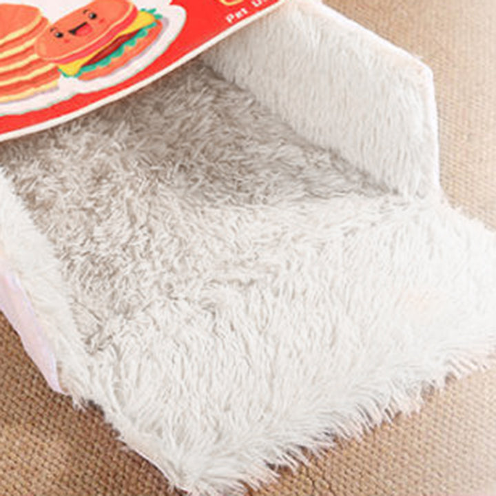 Contemporary Creative Printed Imitation Microfiber Fabric Long-Pile Plush Fabric Foam Anti-Slip Bottom Fabric Sponge Decorative Snack Box-Shaped Cat Bed For Living Room