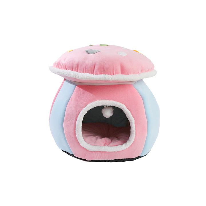 Contemporary Creative Velvet PP Cotton Mushroom Shaped Plush Lightweight Enclosed Cat Bed For Living Room