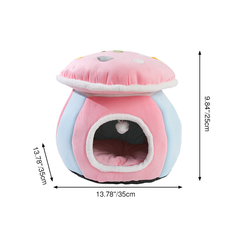 Contemporary Creative Velvet PP Cotton Mushroom Shaped Plush Lightweight Enclosed Cat Bed For Living Room