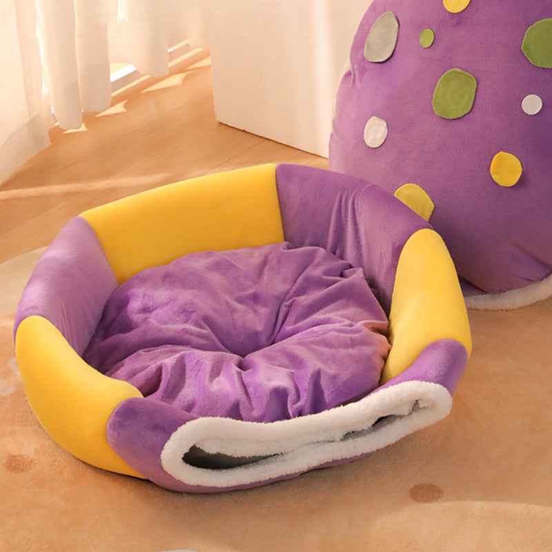 Contemporary Creative Velvet PP Cotton Mushroom Shaped Plush Lightweight Enclosed Cat Bed For Living Room