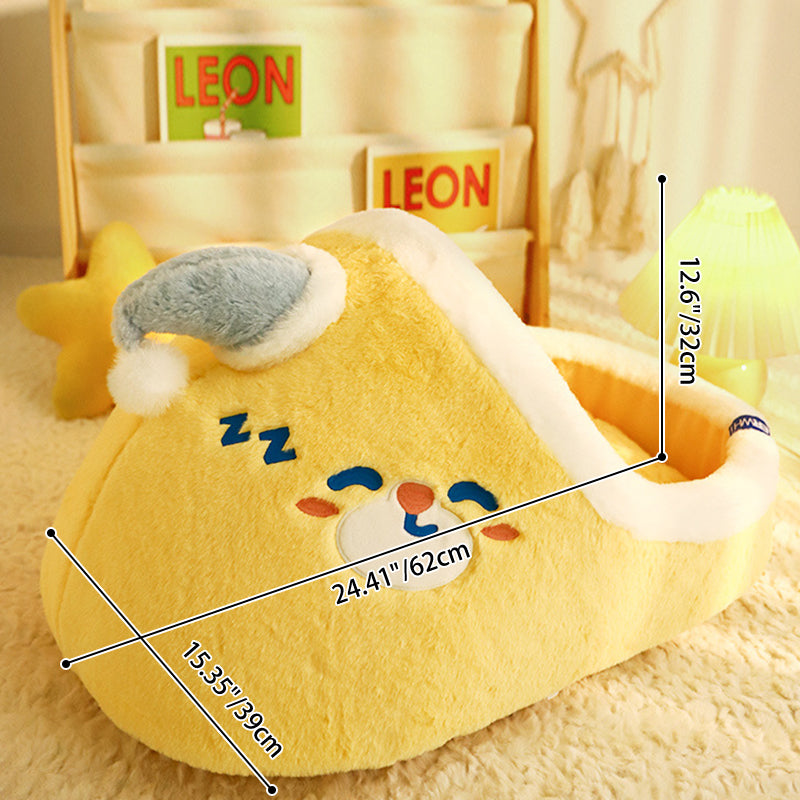 Contemporary Creative Faux Rabbit Fur PP Cotton Spray-Bonded Cotton Mango-Shaped Plush Cat Bed For Living Room