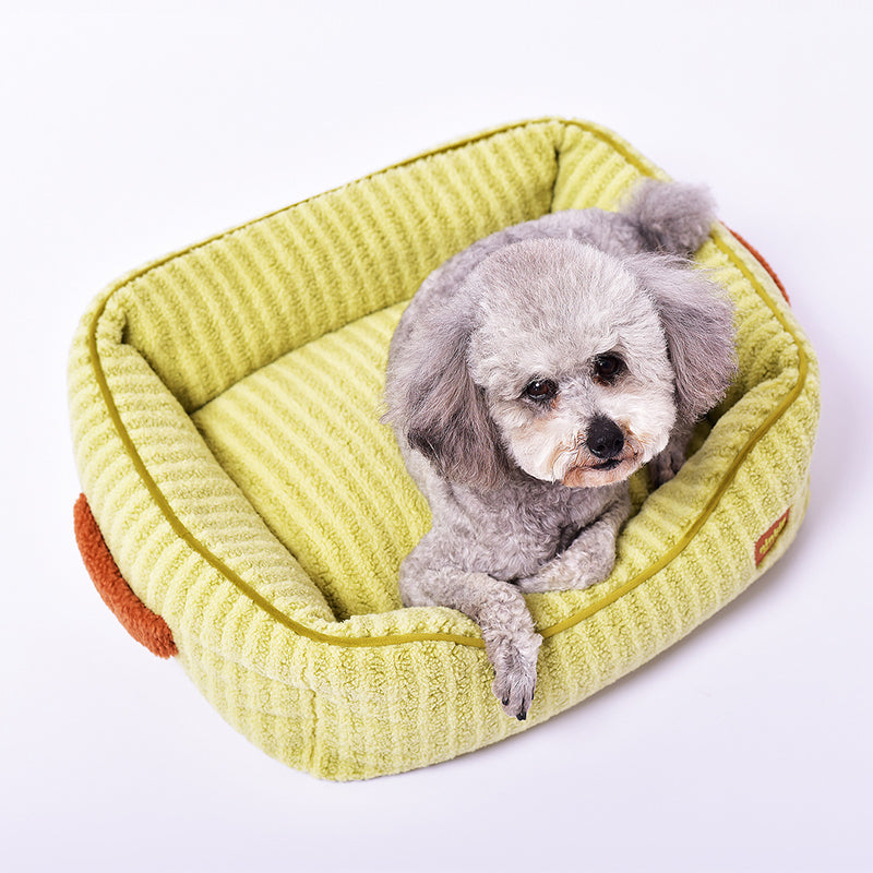 Modern Minimalist Polyester Fiber Anti-Slip Silicone Dots Plush Rectangular Cat Bed For Living Room