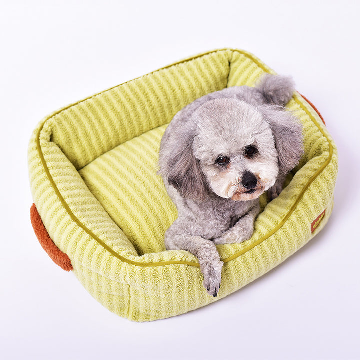 Modern Minimalist Polyester Fiber Anti-Slip Silicone Dots Plush Rectangular Cat Bed For Living Room