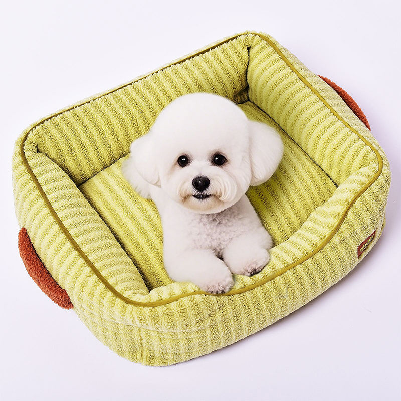 Modern Minimalist Polyester Fiber Anti-Slip Silicone Dots Plush Rectangular Cat Bed For Living Room