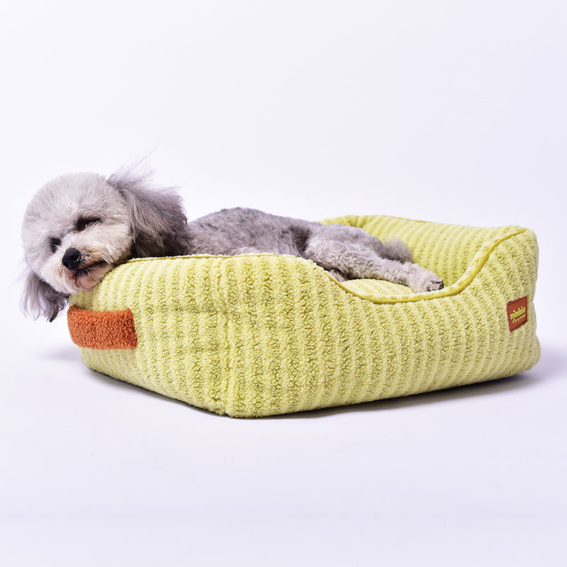 Modern Minimalist Polyester Fiber Anti-Slip Silicone Dots Plush Rectangular Cat Bed For Living Room