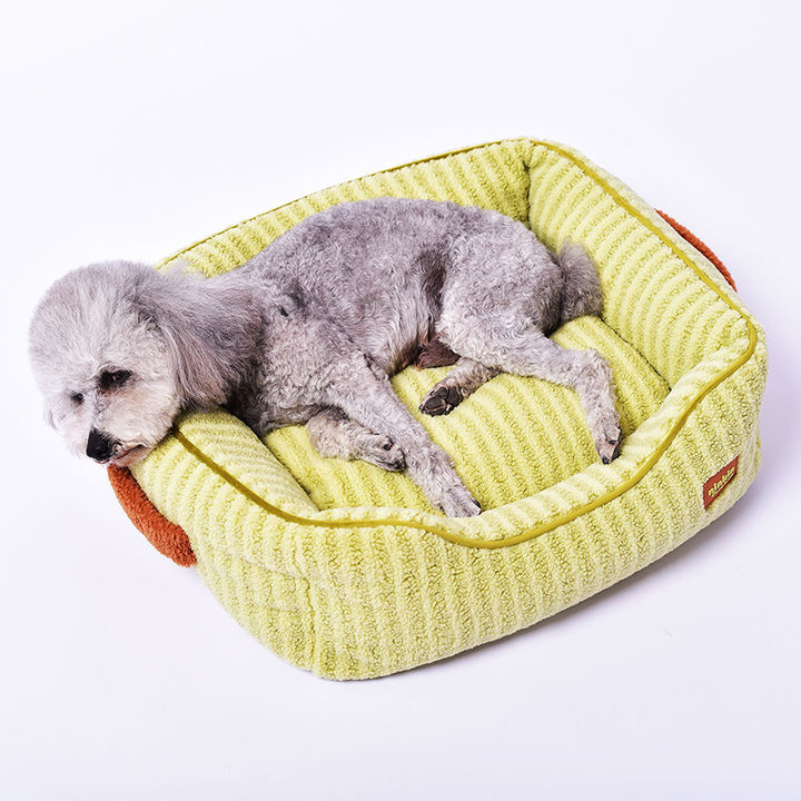 Modern Minimalist Polyester Fiber Anti-Slip Silicone Dots Plush Rectangular Cat Bed For Living Room