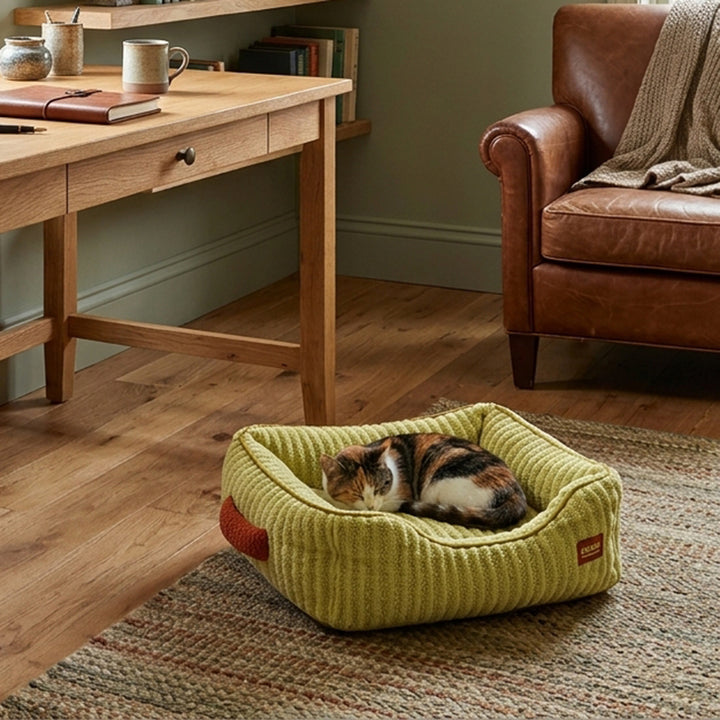 Modern Minimalist Polyester Fiber Anti-Slip Silicone Dots Plush Rectangular Cat Bed For Living Room