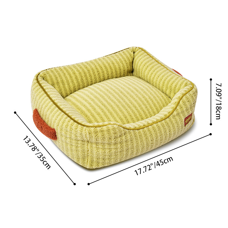 Modern Minimalist Polyester Fiber Anti-Slip Silicone Dots Plush Rectangular Cat Bed For Living Room
