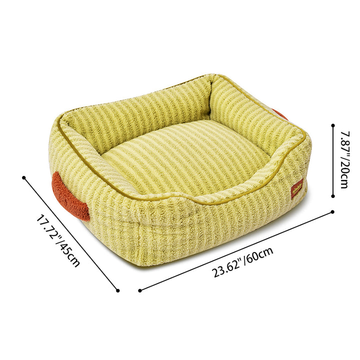 Modern Minimalist Polyester Fiber Anti-Slip Silicone Dots Plush Rectangular Cat Bed For Living Room