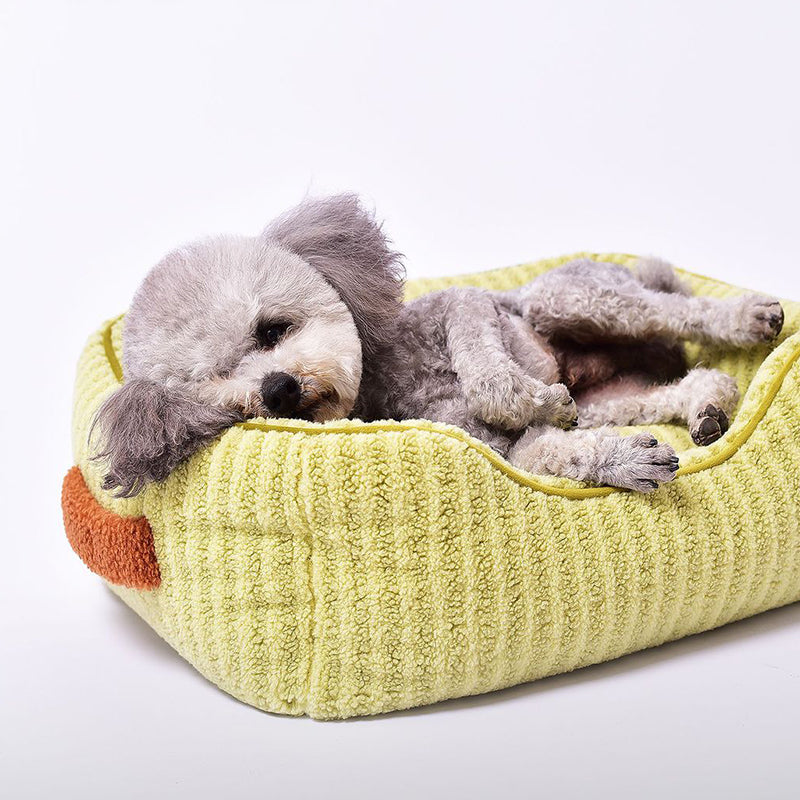 Modern Minimalist Polyester Fiber Anti-Slip Silicone Dots Plush Rectangular Cat Bed For Living Room