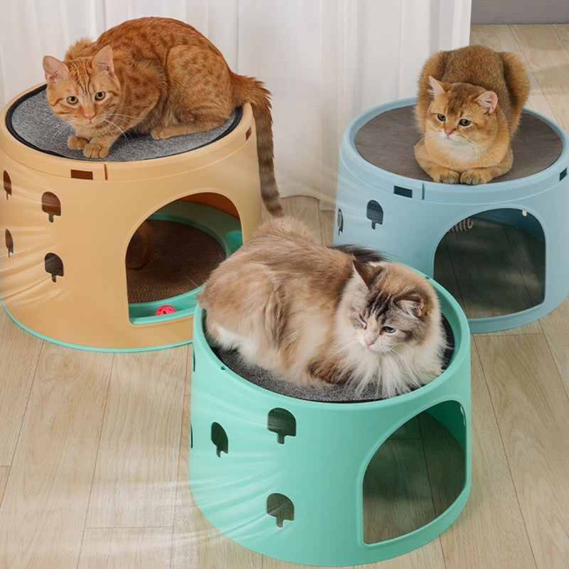 Modern Minimalist ABS Sisal Felt Multiple Layers Cylindrical Cat Bed 3-Tier Toy Ball For Living Room