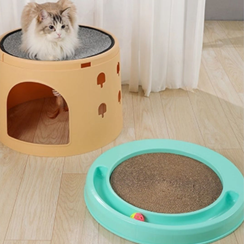 Modern Minimalist ABS Sisal Felt Multiple Layers Cylindrical Cat Bed 3-Tier Toy Ball For Living Room