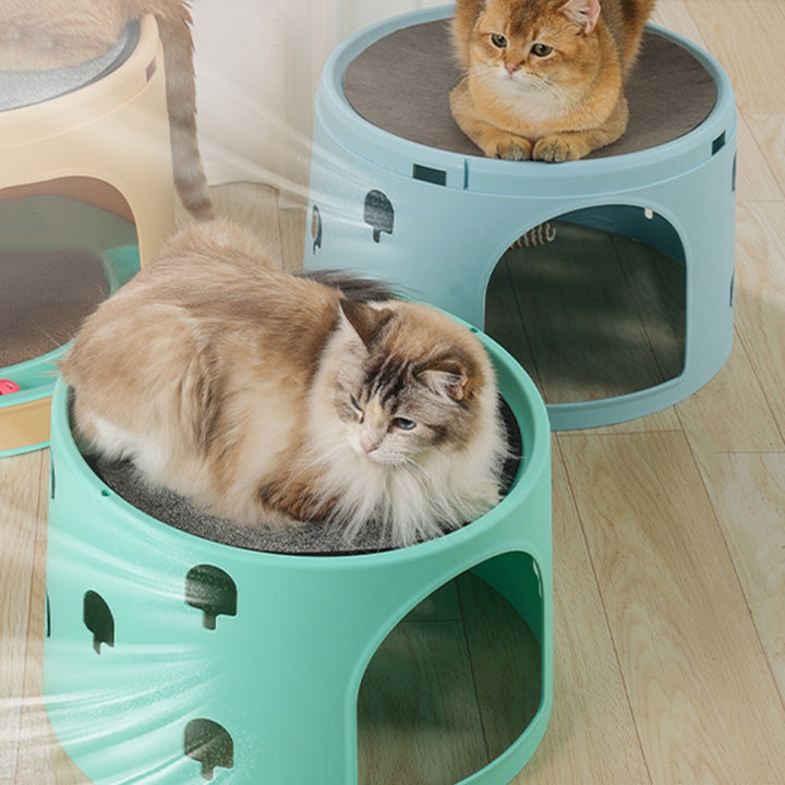 Modern Minimalist ABS Sisal Felt Multiple Layers Cylindrical Cat Bed 3-Tier Toy Ball For Living Room