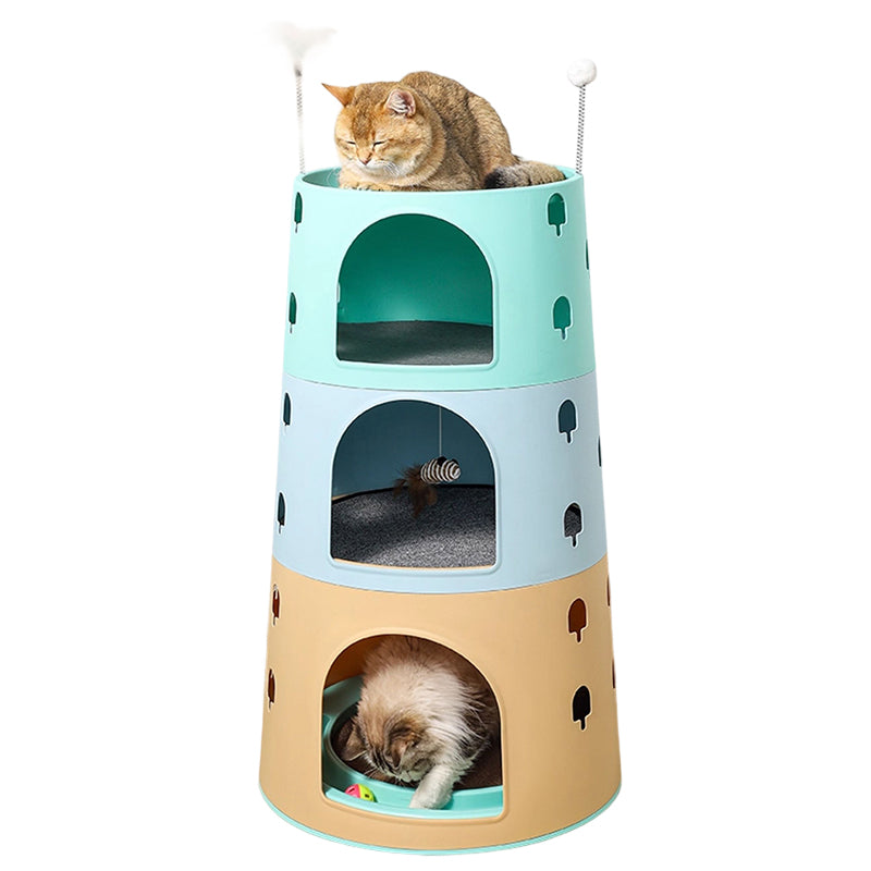 Modern Minimalist ABS Sisal Felt Multiple Layers Cylindrical Cat Bed 3-Tier Toy Ball For Living Room