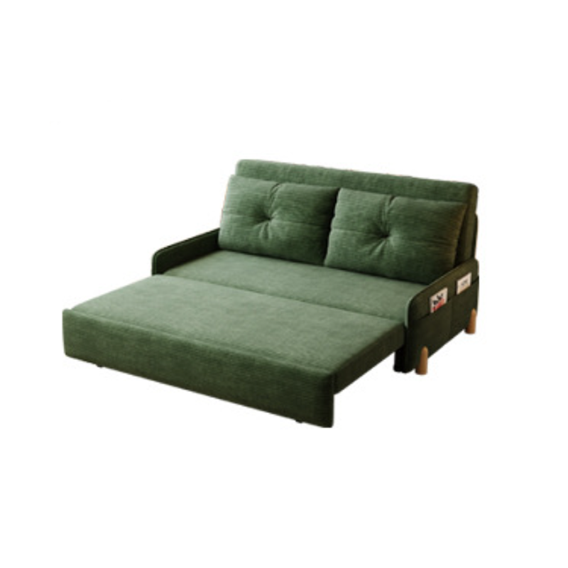 Contemporary Scandinavian Rectangular Corduroy Iron Eucalyptus Wood Leg Bed Folding Convertible Sofa Backrest Armless For Living Room