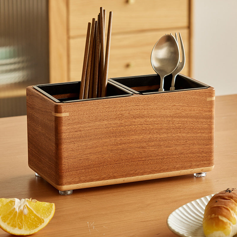 Modern Minimalist Rectangular Black Walnut Nauclea Wood Knife Holder For Kitchen