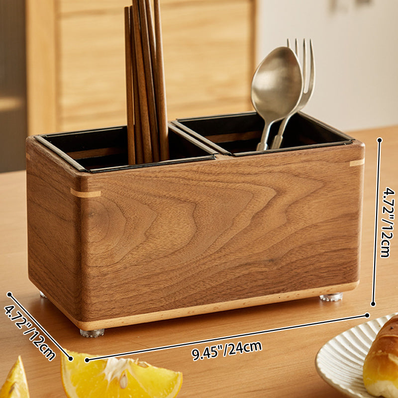 Modern Minimalist Rectangular Black Walnut Nauclea Wood Knife Holder For Kitchen