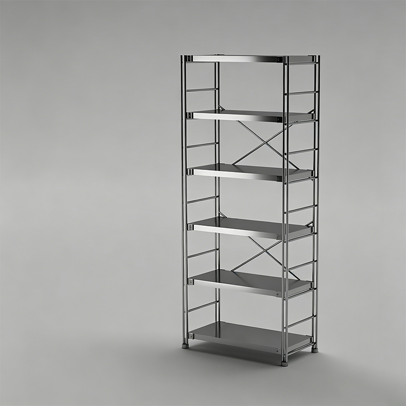 Modern Minimalist Rectangular Carbon Steel Stainless Steel Storage Shelf Adjustable Shelves 5/6-Tier For Kitchen