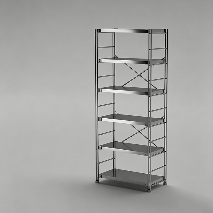 Modern Minimalist Rectangular Carbon Steel Stainless Steel Storage Shelf Adjustable Shelves 5/6-Tier For Kitchen