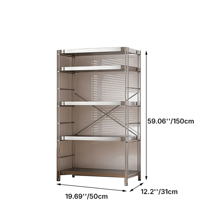 Modern Minimalist Rectangular Carbon Steel Stainless Steel Storage Shelf Adjustable Shelves 5/6-Tier For Kitchen