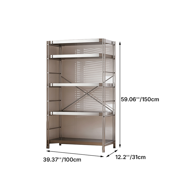 Modern Minimalist Rectangular Carbon Steel Stainless Steel Storage Shelf Adjustable Shelves 5/6-Tier For Kitchen