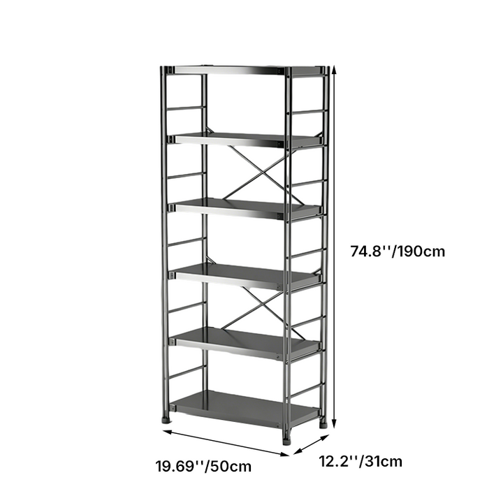 Modern Minimalist Rectangular Carbon Steel Stainless Steel Storage Shelf Adjustable Shelves 5/6-Tier For Kitchen