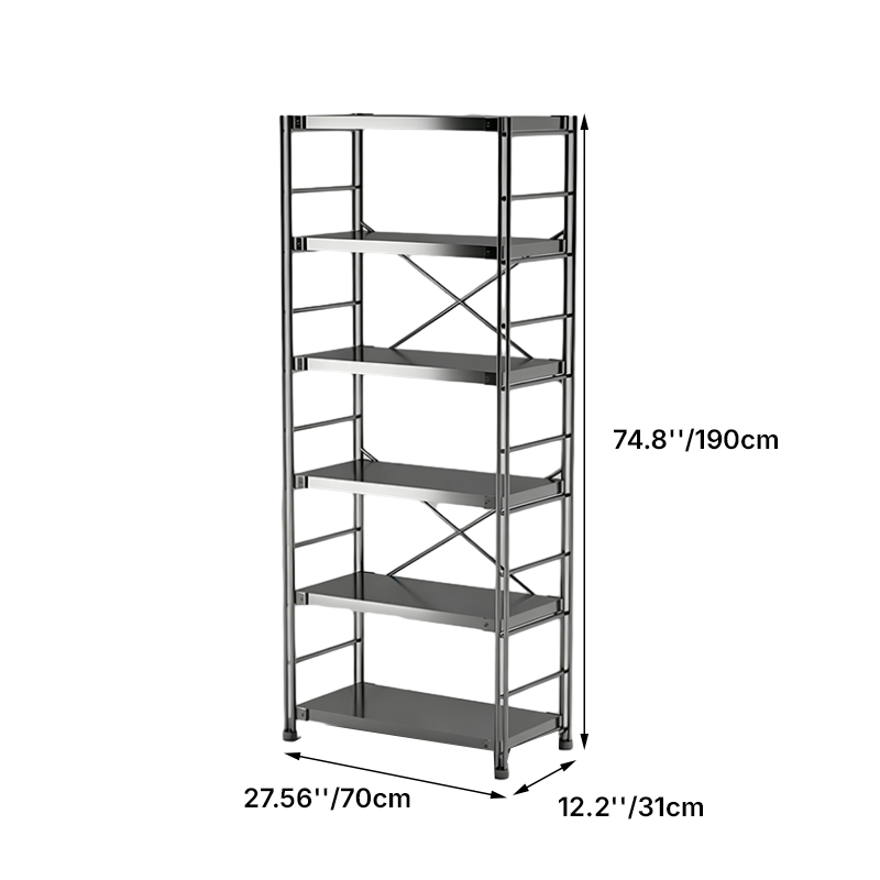 Modern Minimalist Rectangular Carbon Steel Stainless Steel Storage Shelf Adjustable Shelves 5/6-Tier For Kitchen
