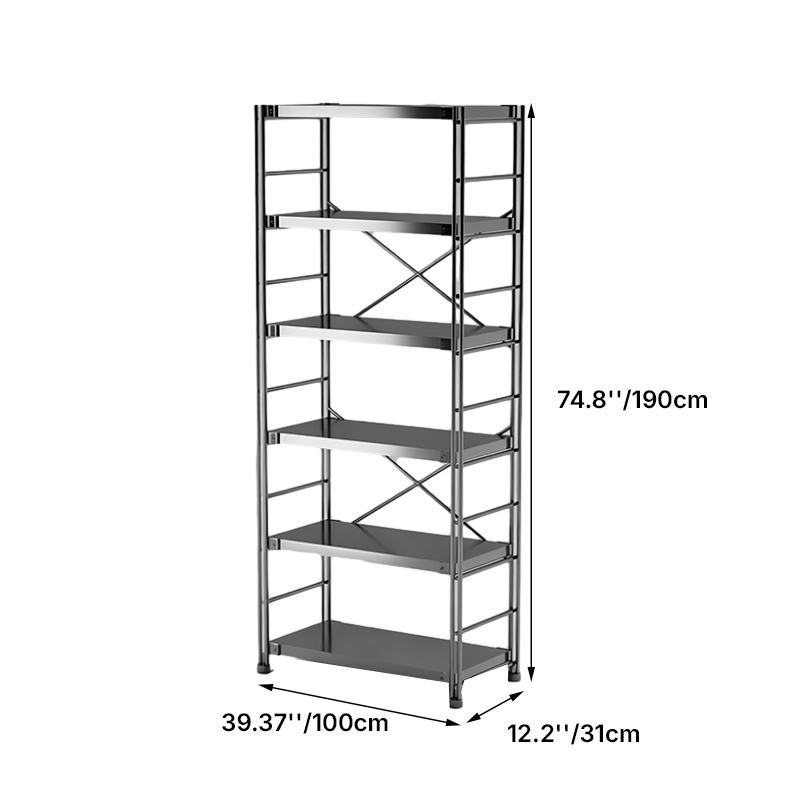Modern Minimalist Rectangular Carbon Steel Stainless Steel Storage Shelf Adjustable Shelves 5/6-Tier For Kitchen