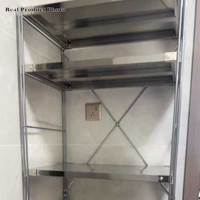 Modern Minimalist Rectangular Carbon Steel Stainless Steel Storage Shelf Adjustable Shelves 5/6-Tier For Kitchen