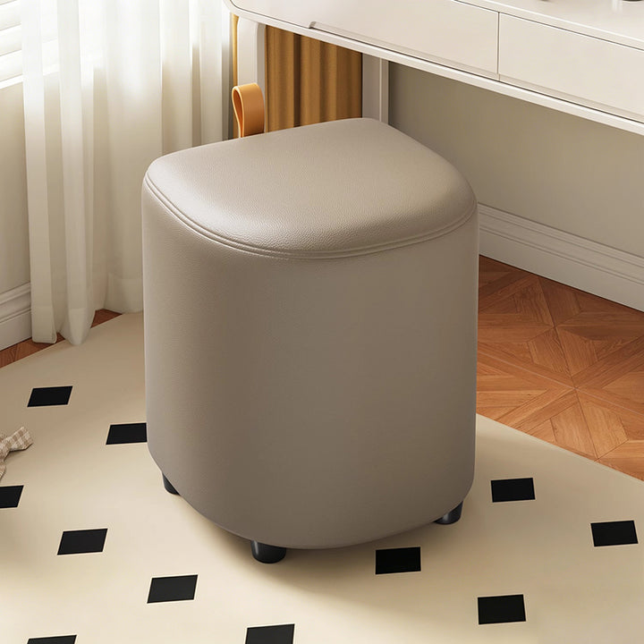 Modern Minimalist D Shape Faux Leather MDF Storage Stool Movable For Living Room