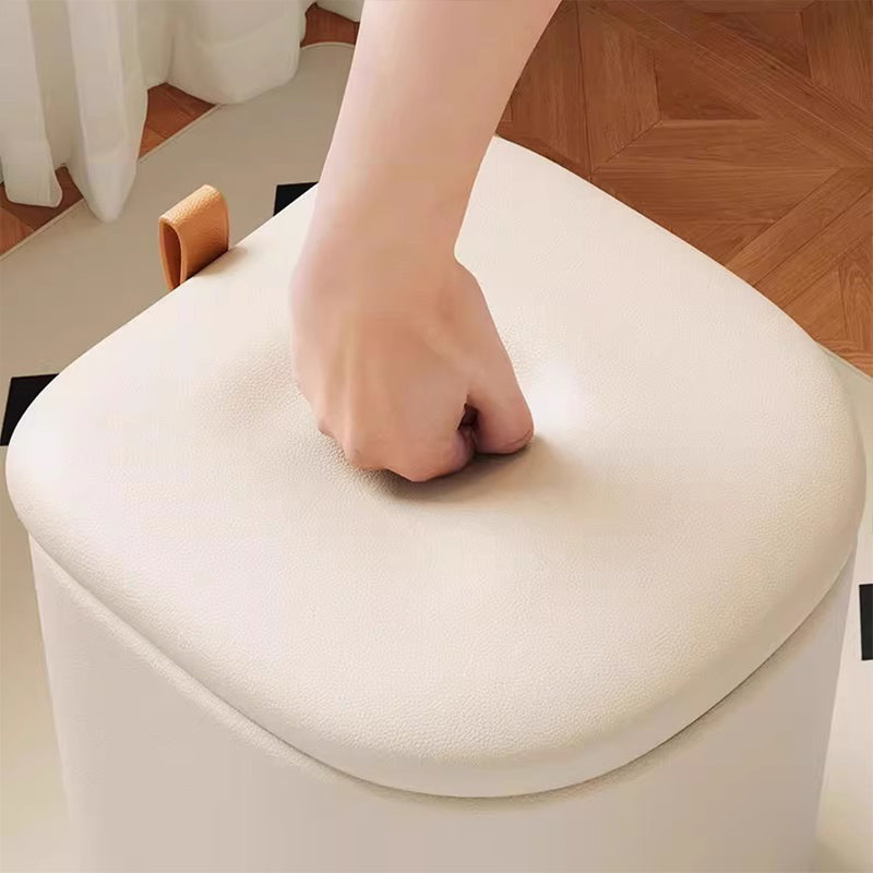 Modern Minimalist D Shape Faux Leather MDF Storage Stool Movable For Living Room