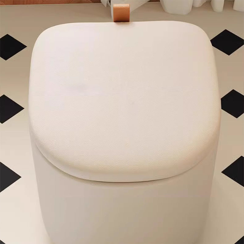Modern Minimalist D Shape Faux Leather MDF Storage Stool Movable For Living Room
