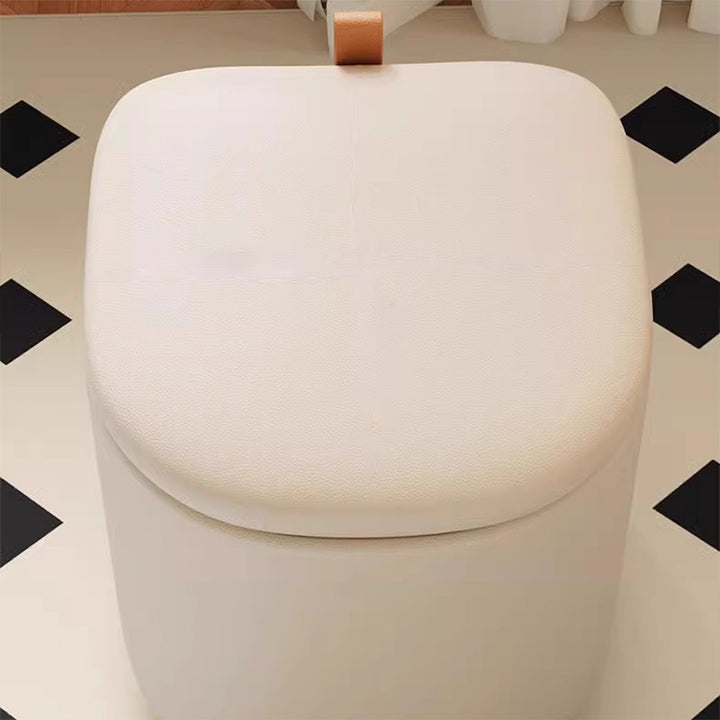 Modern Minimalist D Shape Faux Leather MDF Storage Stool Movable For Living Room