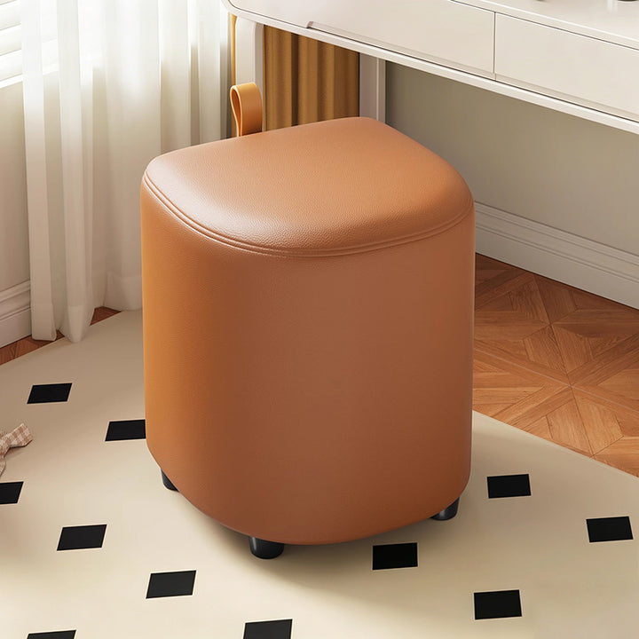 Modern Minimalist D Shape Faux Leather MDF Storage Stool Movable For Living Room