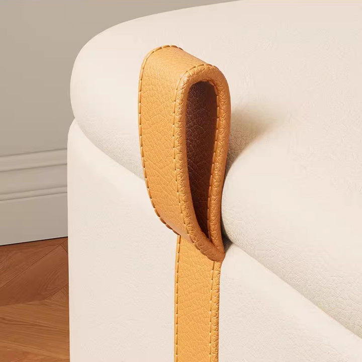 Modern Minimalist D Shape Faux Leather MDF Storage Stool Movable For Living Room