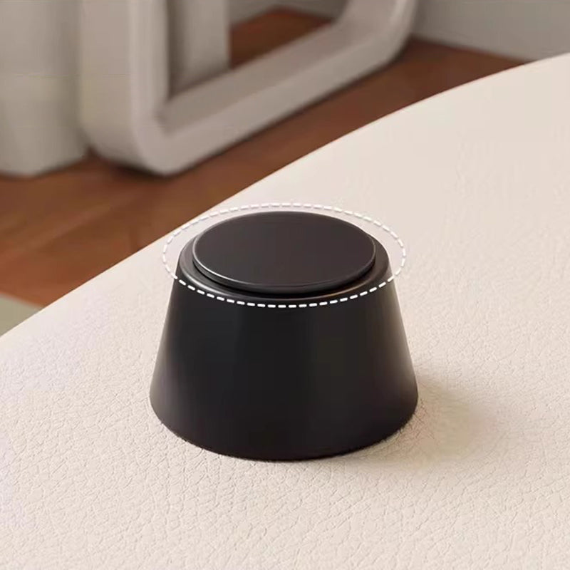 Modern Minimalist D Shape Faux Leather MDF Storage Stool Movable For Living Room