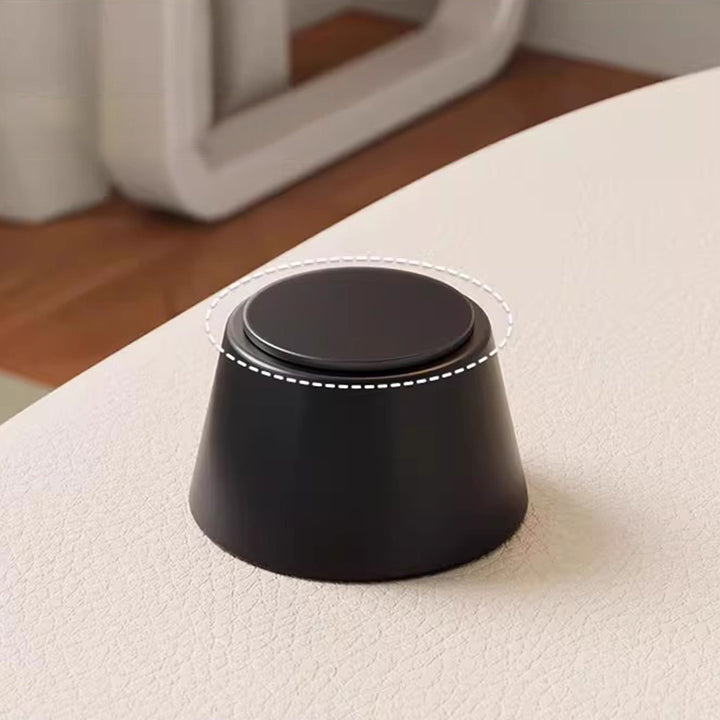 Modern Minimalist D Shape Faux Leather MDF Storage Stool Movable For Living Room