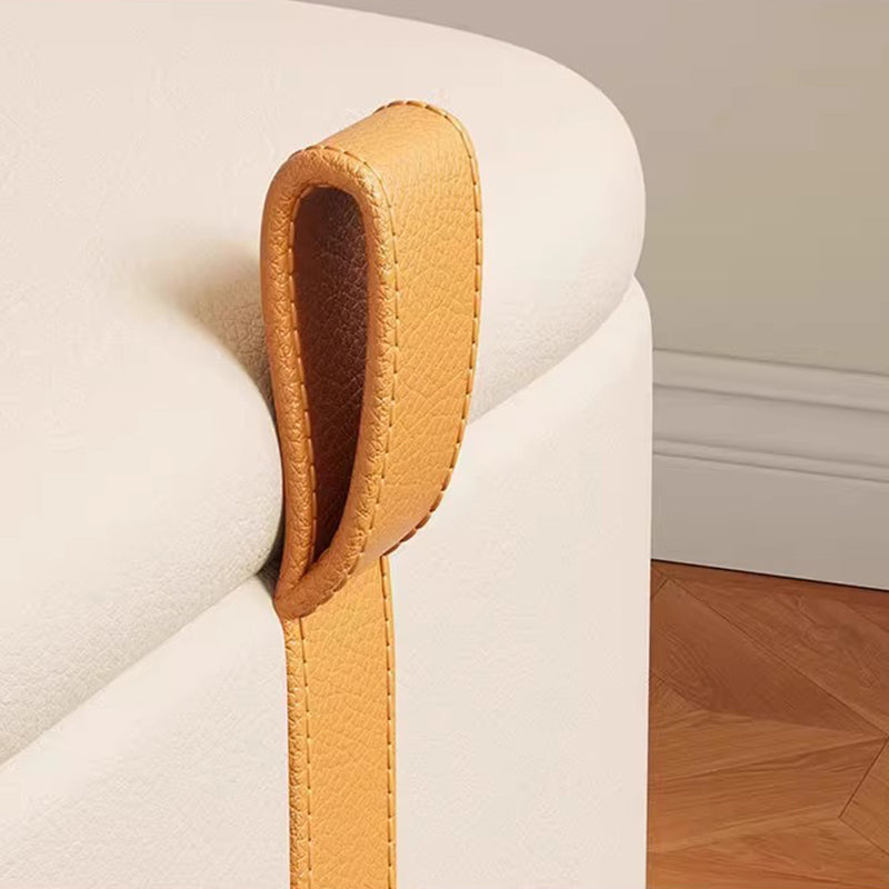 Modern Minimalist D Shape Faux Leather MDF Storage Stool Movable For Living Room