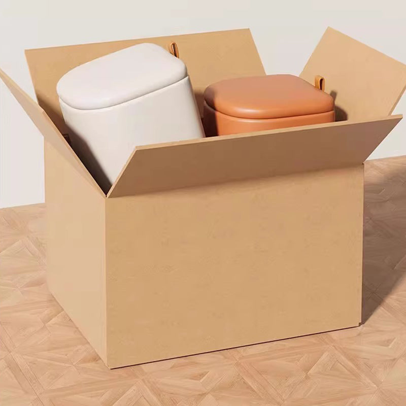 Modern Minimalist D Shape Faux Leather MDF Storage Stool Movable For Living Room