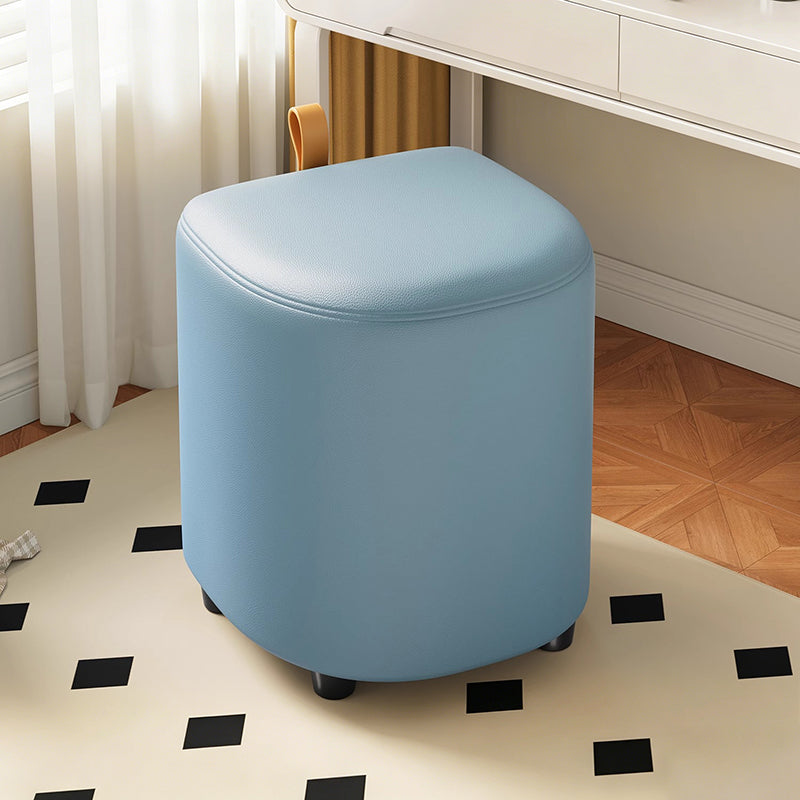 Modern Minimalist D Shape Faux Leather MDF Storage Stool Movable For Living Room