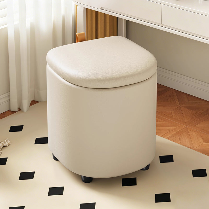 Modern Minimalist D Shape Faux Leather MDF Storage Stool Movable For Living Room