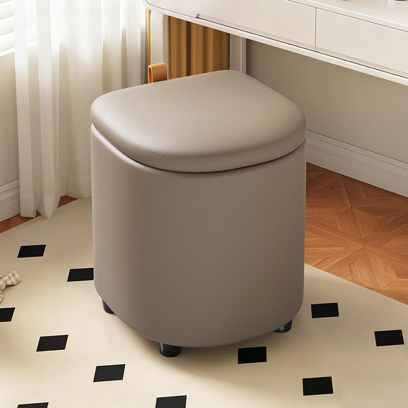 Modern Minimalist D Shape Faux Leather MDF Storage Stool Movable For Living Room