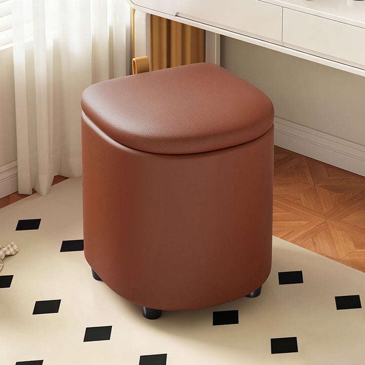 Modern Minimalist D Shape Faux Leather MDF Storage Stool Movable For Living Room