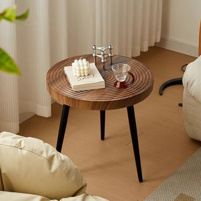 Mesa de café redonda de hierro y PVC con anillos anuales creativos contemporáneos para sala de estar 