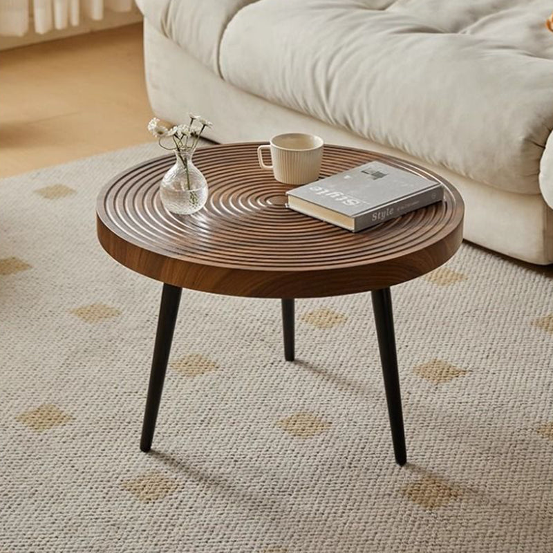 Mesa de café redonda de hierro y PVC con anillos anuales creativos contemporáneos para sala de estar 