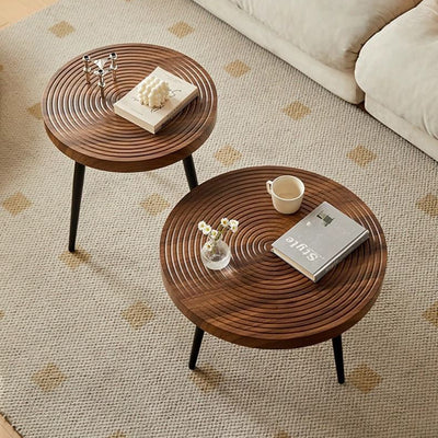 Mesa de café redonda de hierro y PVC con anillos anuales creativos contemporáneos para sala de estar 