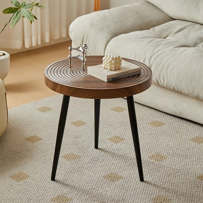 Mesa de café redonda de hierro y PVC con anillos anuales creativos contemporáneos para sala de estar 