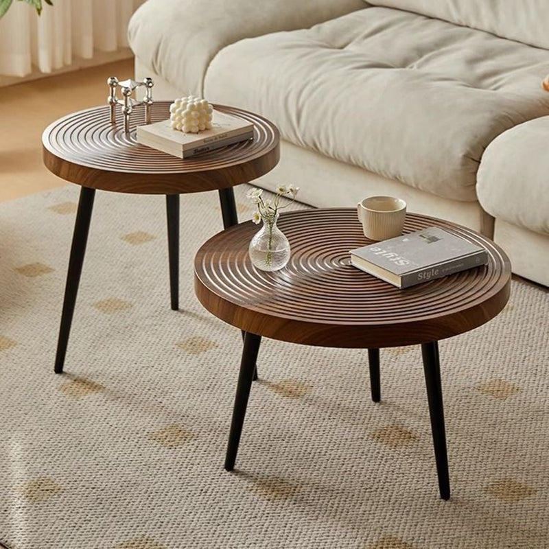 Mesa de café redonda de hierro y PVC con anillos anuales creativos contemporáneos para sala de estar 